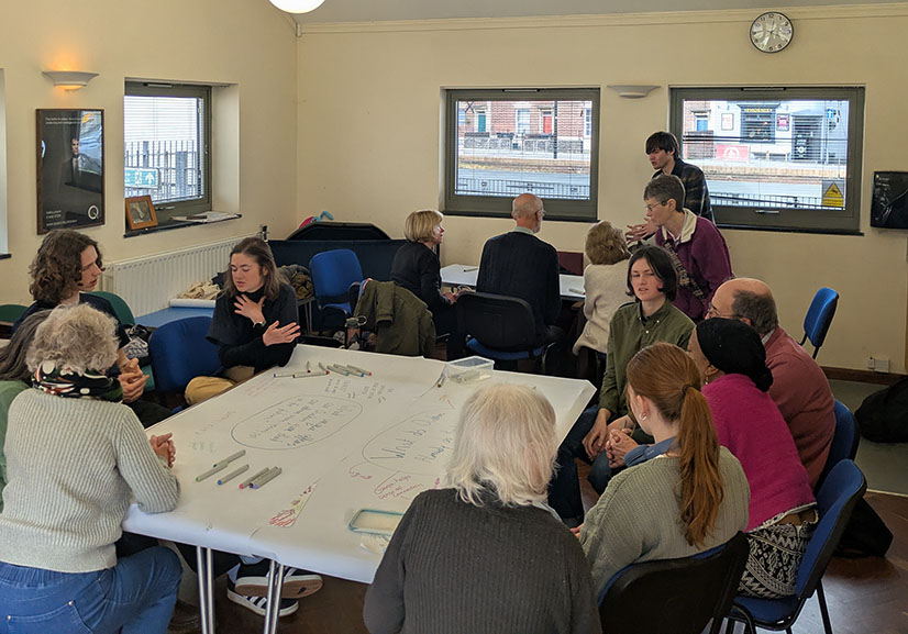 Group of people in discussion