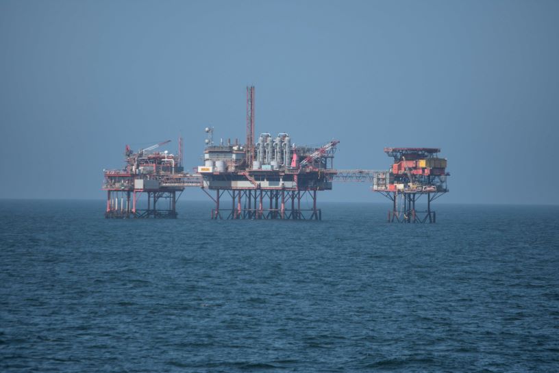 Oil platforms in the ocean