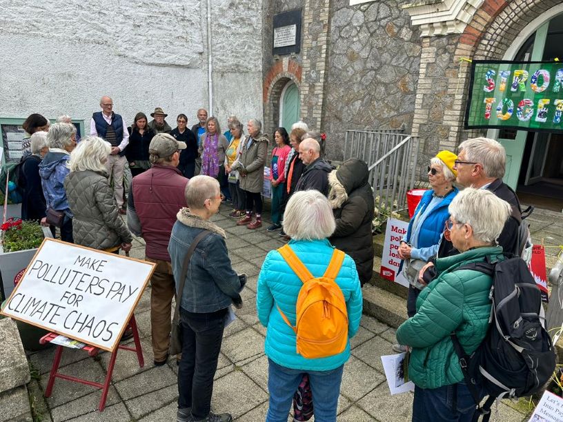 People standing in ring outside