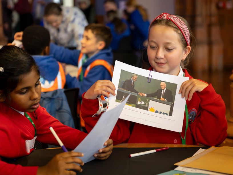 Two children at a table